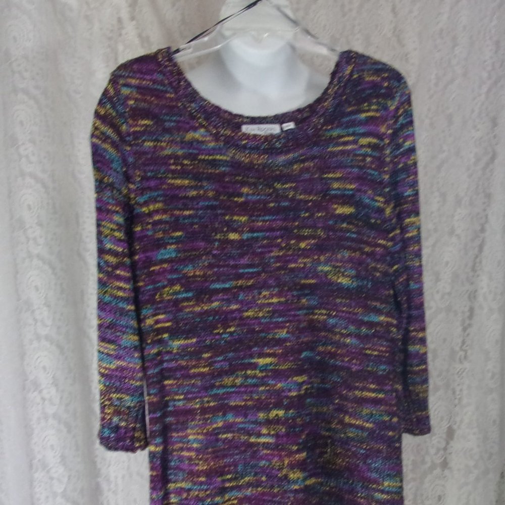 Kim Rogers Multi Color Weave Sweater Purple Green Gold Top NWT Size 1x